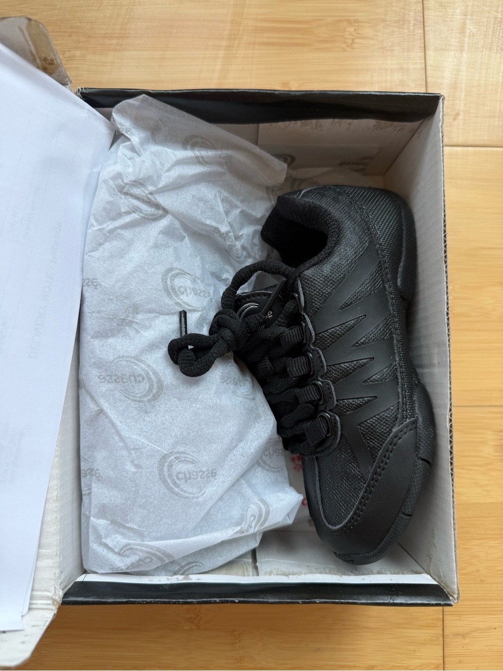 Kids Black Lace-Up Cheer Shoes